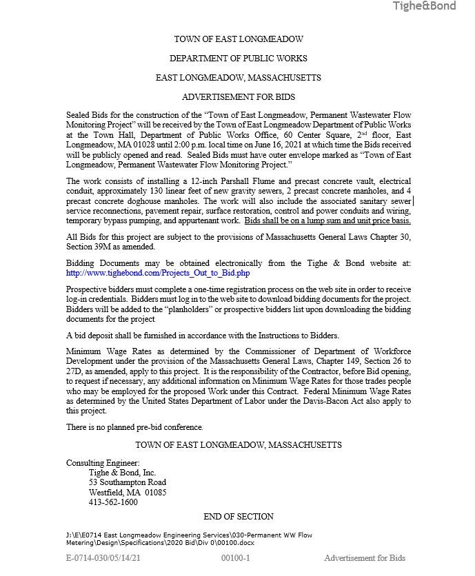 Permanant Wastewater Flow Monitoring Project 06-16-2021