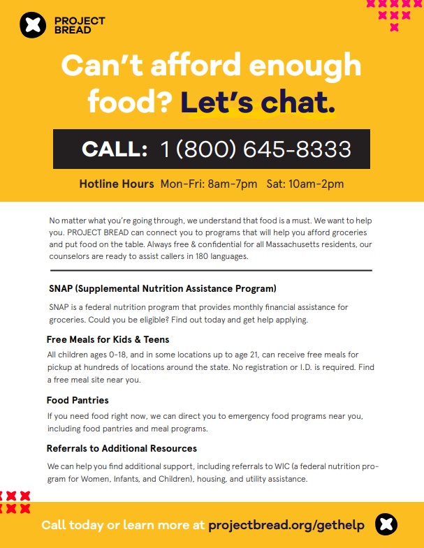 Project Bread Flyer for October 2025