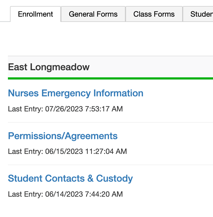 powerschool forms list